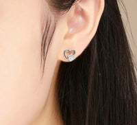 Sterling Silver Heart Fashion Girl Stud Earrings Women
