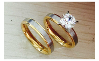 Titanium Steel Crystal Stone Couple Engagement Rings Set