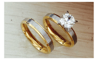 Titanium Steel Diamond Couple Engagement Rings Set - sparklingselections