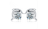 CZ Diamond Crystal Dolphin Shape Stud Earrings For Women