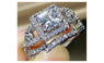 2Pcs Silver Plated Cubic Zircon Rings Set Crystal Solitaire