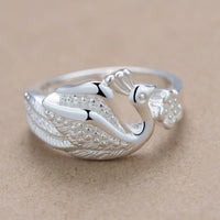 Beautiful Peacock Silver Plated Fashion Ring For Women(6,7,8) - sparklingselections