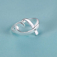 Love Heart Shape Silver Plated Ring (6,7,8) - sparklingselections