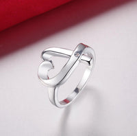 Love Heart Shape Silver Plated Ring (6,7,8) - sparklingselections