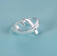 Love Heart Shape Silver Plated Ring (6,7,8) - sparklingselections