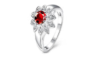 Trendy Flower Shape Inlaid Crystal Silver Plated Ring (7) - sparklingselections