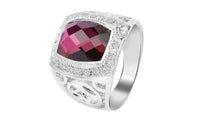 Trendy Pink Rhinestone Crystal Silver Plated Ring (6,7) - sparklingselections