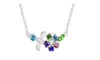 Austria Crystal Rhinestones Flower Bee Pendant Necklace - sparklingselections