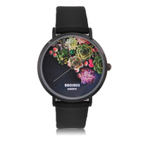 Women Floral Design Leather Strap Movement Quartz Wristwatch New Watches For Beauty - sparklingselections