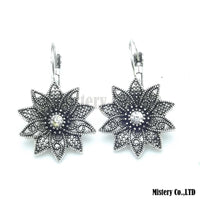 Tibetan Carved Flower Vintage Ethnic Drop Dangle Earrings