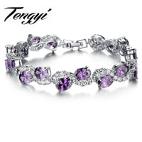 Women Crystal Silver Color Purple Bracelet - sparklingselections