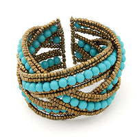 Bohemian Boho Resin Beads Cuff Bracelet for Women