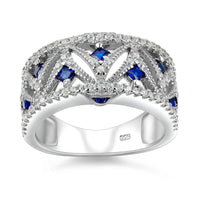 Blue Zirconia Sterling Silver Wedding Ring For Women - sparklingselections