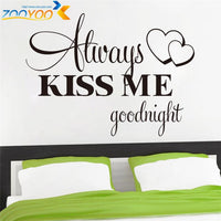 always kiss me goodnight creative quotes wall  stickers