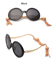 Vintage Oculos Oversized Gold Tassel Pendant Sunglasses for Women