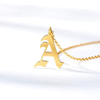 Gold Color Initial Pendant Old English Letter Jewelry Alphabe Necklace A B C D E F G H I J K L M N O P Q R S T U V W X Y Z - sparklingselections