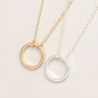Brushed Geometric Classic Round  Pendant Necklaces for Women