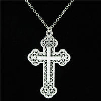 Silver Flat Faith Heart Cross Pendant Necklace - sparklingselections