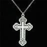 Silver Flat Faith Heart Cross Pendant Necklace