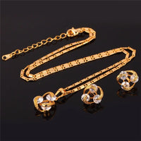 New Stylish Women Zircon Beads With Gold Color Necklace Earrings Jewelry Sets For Girls, Gifts Accessory - sparklingselections