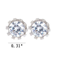 Hot Crown Style Rhinestone Shiny Stud Earrings Ladies Fashion Round Alloy Beautiful Earrings Jewelry For Women - sparklingselections
