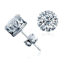 Hot Crown Style Rhinestone Shiny Stud Earrings Ladies Fashion Round Alloy Beautiful Earrings Jewelry For Women - sparklingselections