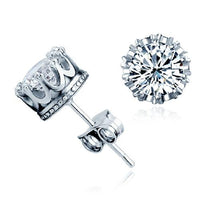 Women's Clear Crown Style Rhinestone Shiny Stud Earrings - sparklingselections