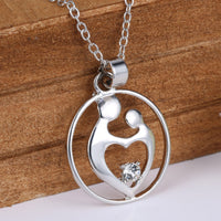 Silver Plated Mother Daughter Baby Charms Pendant Necklaces for Women