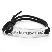 Punk Style Leather Rectangle Inspirational Words Charms Buckle Barcelet - sparklingselections