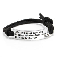 Punk Style Leather Rectangle Inspirational Words Charms Buckle Barcelet - sparklingselections