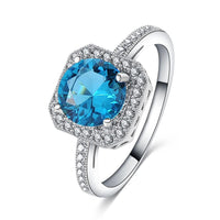 Designer Party Unique Rings Silver Blue Cubic Rings For Women - sparklingselections