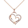 Women's Romantic Double Love Heart Rhinestone Choker Chain Necklace