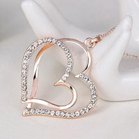 Women's Romantic Double Love Heart Rhinestone Choker Chain Necklace - sparklingselections