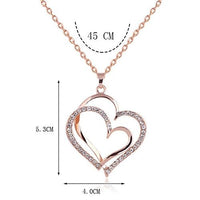 Women's Romantic Double Love Heart Rhinestone Choker Chain Necklace - sparklingselections