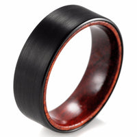 Black Tungsten Inner Red Wood Ring for Men - sparklingselections