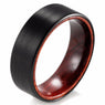 Black Tungsten Inner Red Wood Ring for Men