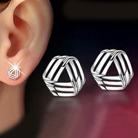 Women Triangle Streamlined Silver Plated Ear Studs - sparklingselections