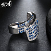 Unique 114 Micro Blue Zircon Pave Setting Finger Ring