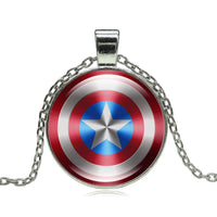 Glass Cabochon Pendant Necklace Movie Captain America Art picture Statement jewelry Silver Chain Necklace for Women gift - sparklingselections