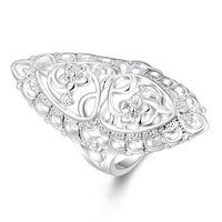 Silver  Hollow Big Retro RIng For Women - sparklingselections