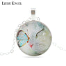Vintage Glass Cabochon Butterfly Statement  Pendant Necklace for Women