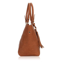 Leather Brown Shoulder Handbag Set For Ladies - sparklingselections