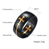 Stainless Steel black color cross ring for men women