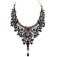 Black Lace Alloy Water Drop Pendant Necklace - sparklingselections