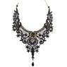 Black Lace Alloy Waterdrop Pendant Statement Bib Choker for Women