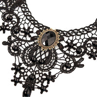 Black Lace Alloy Waterdrop Pendant Statement Bib Choker for Women