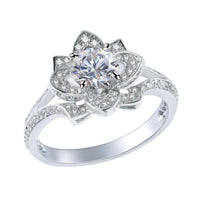 Flower Shape Sterling Silver Wedding Ring  For Women - sparklingselections