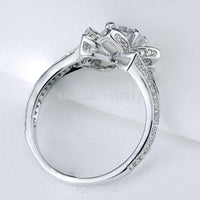 Flower Shape Sterling Silver Wedding Ring  For Women - sparklingselections