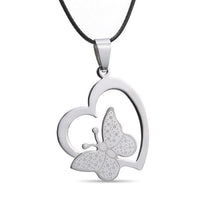 Hollow Heart Butterfly Shaped Unisex Pendant Necklace - sparklingselections