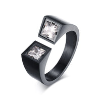 Stainless Steel Cubic Zirconia Open Cuff Rings